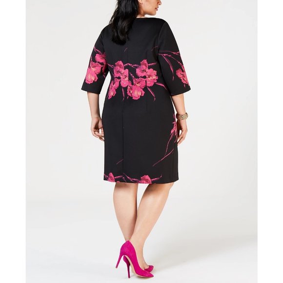 NWT 14W Betsey Johnson Scuba Knit Floral Dress - Picture 2 of 3